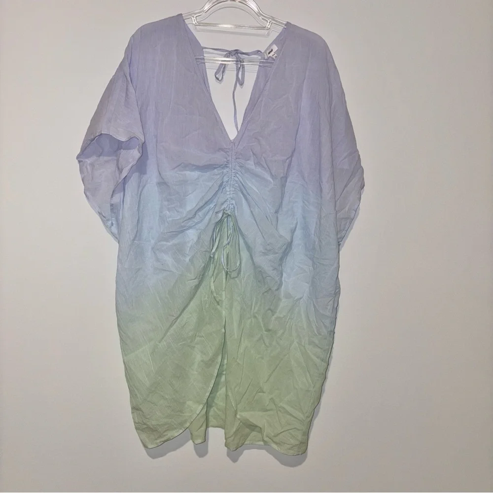 Aerie Front Ruched Cover Up Ombre Purple Blue Green Size Medium
